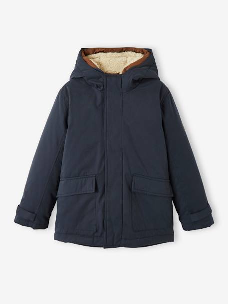 Parka garçon 3 en 1 blouson amovible kaki+lichen+Marine grisé+noix de pécan - vertbaudet enfant 