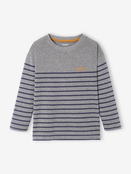 Sailor-Type Jumper with Motif on the Chest for Boys BLUE DARK STRIPED+GREY MEDIUM MIXED COLOR+WHITE LIGHT STRIPED+YELLOW MEDIUM STRIPED - vertbaudet enfant 