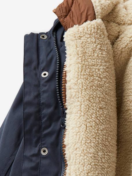 Parka garçon 3 en 1 blouson amovible kaki+lichen+Marine grisé+noix de pécan - vertbaudet enfant 