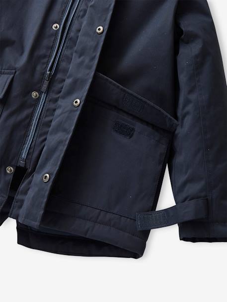 Parka garçon 3 en 1 blouson amovible kaki+lichen+Marine grisé+noix de pécan - vertbaudet enfant 