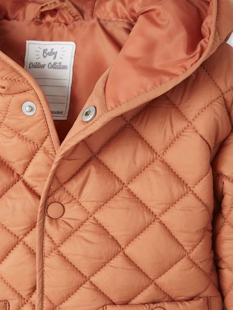 Padded Jacket with Hood for Babies ORANGE DARK SOLID - vertbaudet enfant 