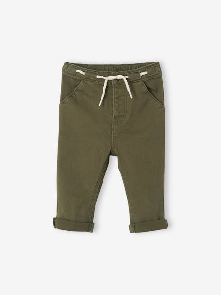 Trousers with Elasticated Waistband, for Babies khaki - vertbaudet enfant 