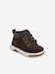 Leather Pram Boots with Laces + Zip, for Baby Boys chocolate - vertbaudet enfant 