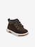 Leather Pram Boots with Laces + Zip, for Baby Boys chocolate - vertbaudet enfant 