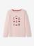 Long Sleeve Top with Iridescent Message for Girls PINK DARK SOLID WITH DESIGN - vertbaudet enfant 