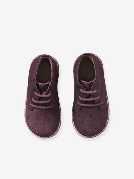 Bottines bébé fille cuir lacées bordeaux - vertbaudet enfant 