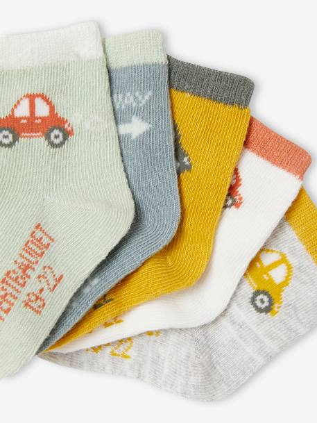 Pack of 5 Pairs of Socks with Cars for Baby Boys GREEN LIGHT 2 COLOR/MULTICOLOR - vertbaudet enfant 
