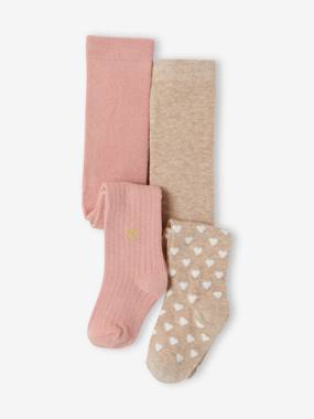 Baby-Socks & Tights-Pack of 2 Pairs of Tights for Babies, Hearts