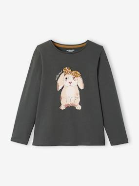 Girls-Tops-Top with Bunny & Fancy Bow, for Girls