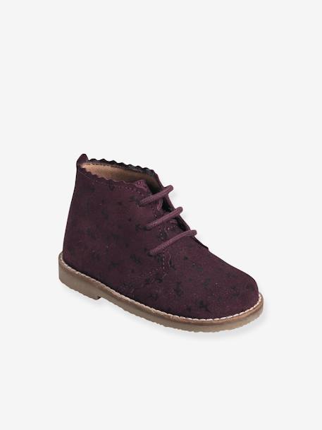 Bottines bébé fille cuir lacées bordeaux - vertbaudet enfant 