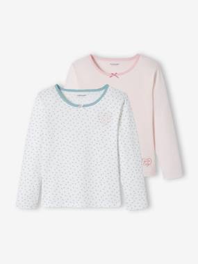 -Pack of 2 Hearts Tops, Long Sleeves, for Girls