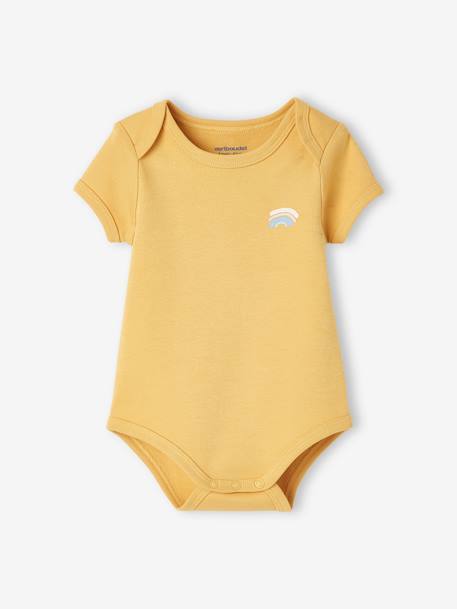 Pack of 3 Short Sleeve 'Rainbow' Bodysuits for Babies YELLOW LIGHT 2 COLOR/MULTICOL - vertbaudet enfant 