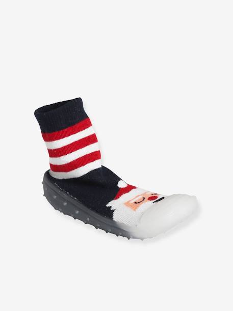 Chaussons-chaussettes de Noël enfant antidérapants rayé rouge - vertbaudet enfant 