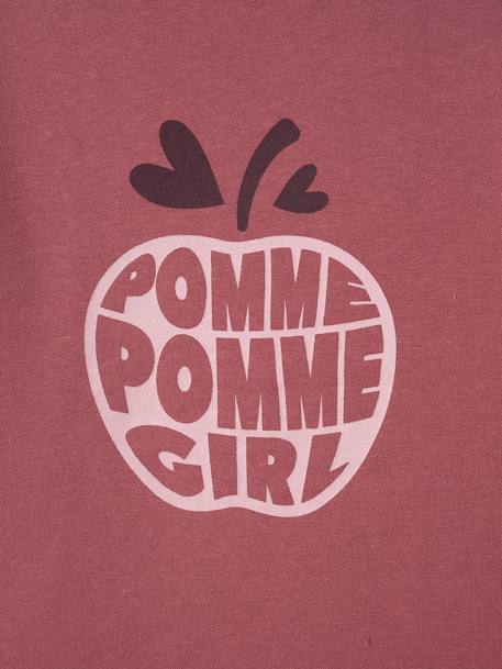 Sweatshirt with Message & Iridescent Details for Girls PURPLE DARK SOLID WITH DESIGN+Red - vertbaudet enfant 