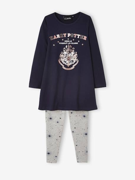 Harry Potter Nightie + Leggings Combo for Girls - blue dark solid