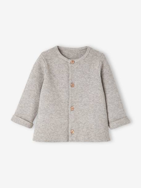 Ensemble bébé mixte gilet pantalon en tricot blanc+gris clair chiné+vert d'eau+vert sauge - vertbaudet enfant 