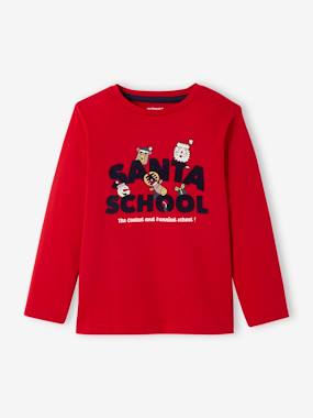 Boys-Tops-T-Shirts-Christmas Top with Fun Santa School Motif for Boys