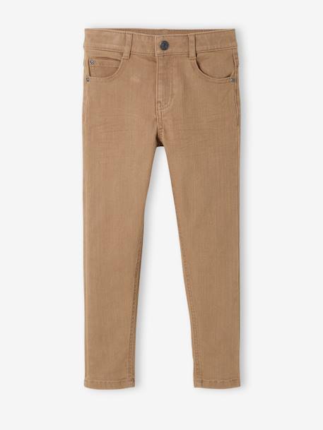 MorphologiK Slim Leg Waterless Jeans, WIDE Hip, for Boys BEIGE DARK SOLID WITH DESIGN+BEIGE MEDIUM SOLID WITH DECOR - vertbaudet enfant 