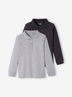 Pack of 2 Long-Sleeved Polo Shirts for Boys  - vertbaudet enfant