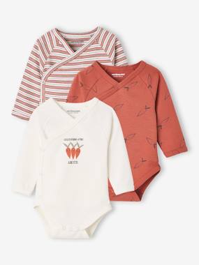 Pack of 3 Long Sleeve Bodysuits, Full-Length Opening, for Babies  - vertbaudet enfant
