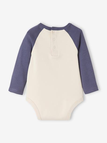 Bodysuit with Contrasting Sleeves for Babies BEIGE MEDIUM SOLID WITH DECOR - vertbaudet enfant 
