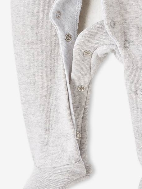 Fleece Sleepsuit with Opening on the Front, for Baby Boys GREY MEDIUM SOLID WITH DESIGN - vertbaudet enfant 