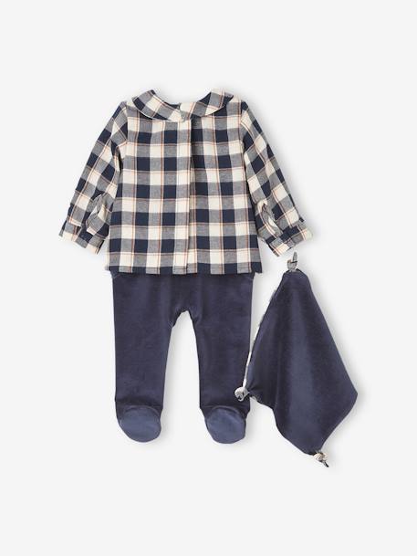 Dors-bien bébé garçon 2en1 avec doudou assorti encre - vertbaudet enfant 