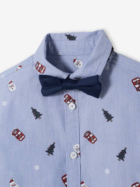 Coffret de Noël chemise et noeud papillon garçon bleu chambray - vertbaudet enfant 