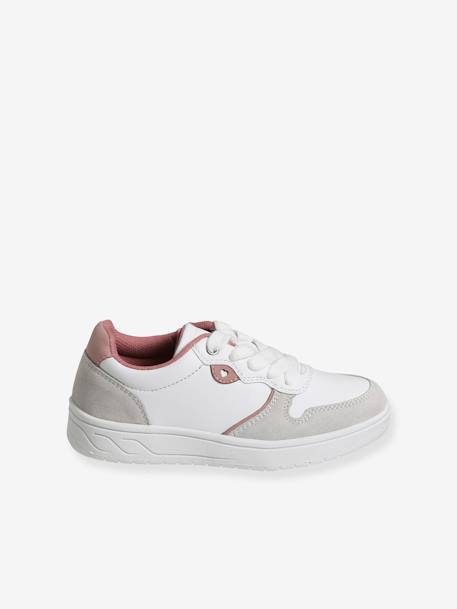 with Laces & Zip, for Girls - white light solid with design,