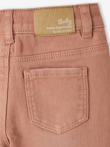 Embroidered Slim Leg Trousers in Stretchy Cotton, for Babies BROWN MEDIUM SOLID WITH DESIGN - vertbaudet enfant 