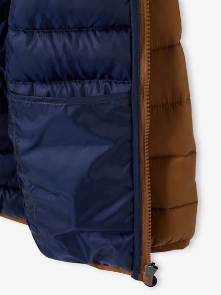 Lightweight Jacket with Recycled Polyester Padding & Hood for Boys BEIGE DARK SOLID WITH DESIGN+blue+BLUE DARK SOLID WITH DESIGN+GREEN DARK SOLID WITH DESIGN+GREY DARK SOLID WITH DESIGN+khaki+navy blue - vertbaudet enfant 