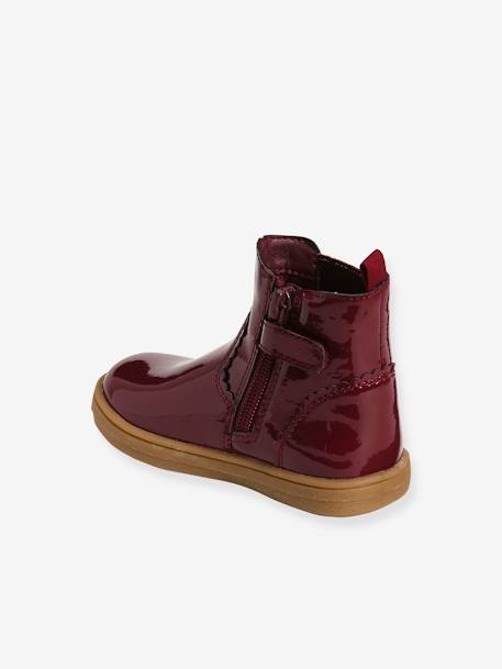 Patent Boots with Zip and Elastic for Baby Girls BLUE DARK SOLID+RED DARK SOLID - vertbaudet enfant 
