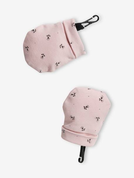 Ensemble bonnet + moufles + foulard + sac bébé fille en maille imprimée personnalisable bois de rose - vertbaudet enfant 