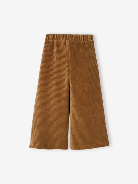 Pantalon fille large en velours anthracite+bleu grisé+écru+kaki+marron+prune+rose - vertbaudet enfant 