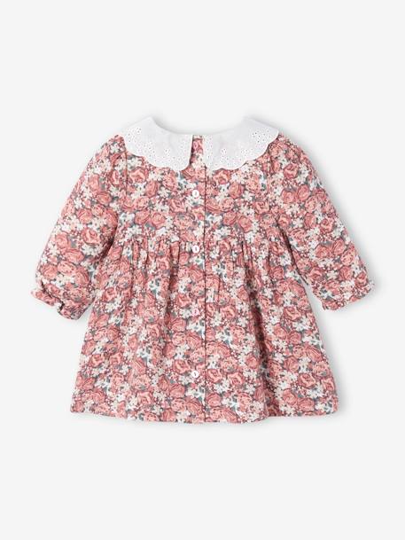 Romantic Dress with Broderie Anglaise Collar, for Babies printed pink - vertbaudet enfant 