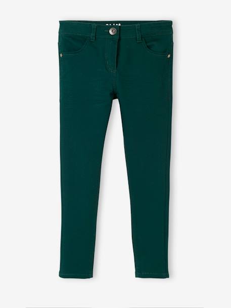 MEDIUM Hip MorphologiK Slim Leg Trousers for Girls Dark Blue+GREEN BRIGHT SOLID - vertbaudet enfant 