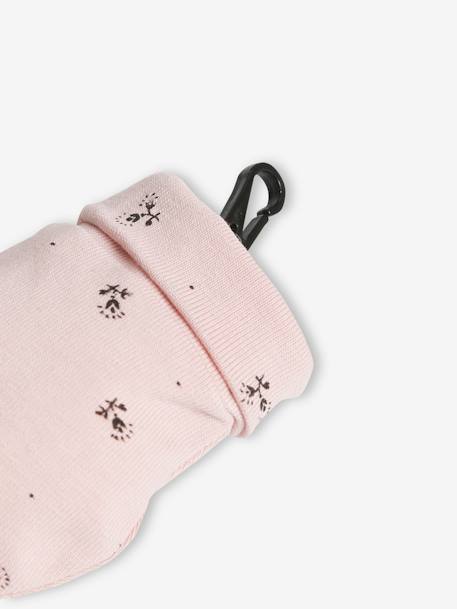 Beanie + Mittens + Scarf + Pouch in Printed Jersey Knit, for Baby Girls dusky pink - vertbaudet enfant 