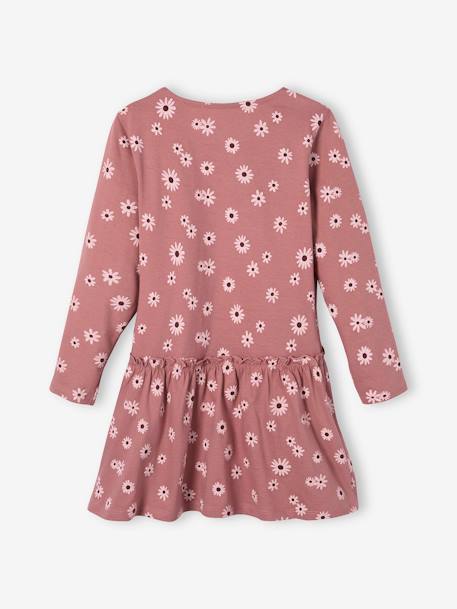 Long Sleeve Printed Dress for Girls PINK MEDIUM ALL OVER PRINTED+printed brown+rosy - vertbaudet enfant 