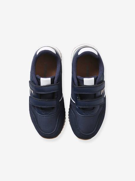 Touch-Fastening Trainers for Girls, Running Style BLUE DARK SOLID WITH DESIGN+WHITE LIGHT SOLID WITH DESIGN - vertbaudet enfant 