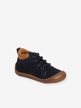 Soft Leather Ankle Boots with Laces for Baby, Designed for Crawling Babies  - vertbaudet enfant