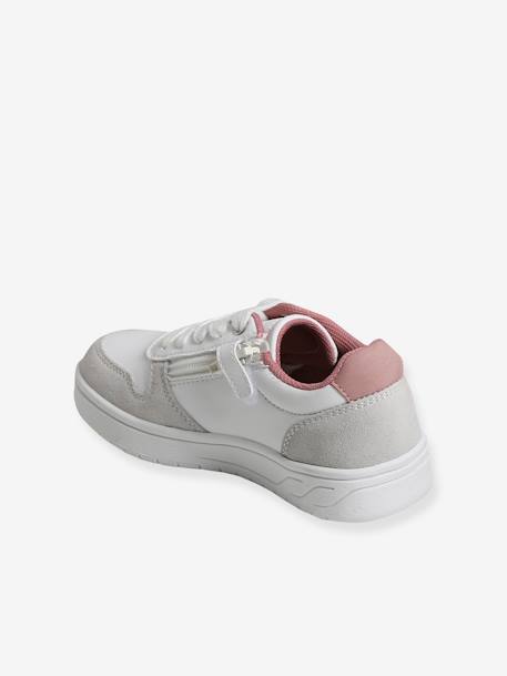 Trainers with Laces & Zip, for Girls WHITE LIGHT SOLID WITH DESIGN - vertbaudet enfant 