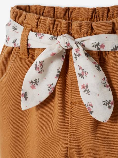 Trousers with Fabric Belt for Babies BROWN MEDIUM SOLID WITH DESIGN+Green - vertbaudet enfant 