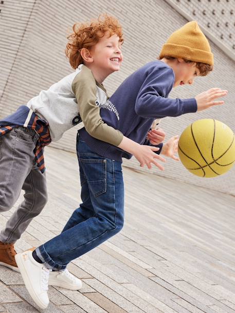 Straight indestructible jeans for boys BLUE DARK SOLID+BLUE DARK WASCHED - vertbaudet enfant 