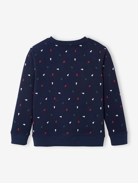 Christmas Sweatshirt with Fun Message & Christmas Trees for Boys navy blue - vertbaudet enfant 