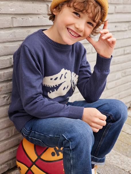 Straight indestructible jeans for boys BLUE DARK SOLID+BLUE DARK WASCHED - vertbaudet enfant 