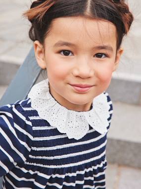 Blouse-like Top with Broderie Anglaise on the Collar, for Girls  - vertbaudet enfant