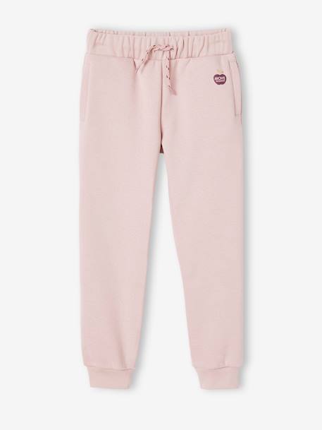 Fleece Joggers for Girls - pink light solid with design, Girls