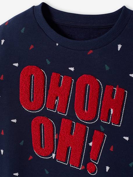 Christmas Sweatshirt with Fun Message & Christmas Trees for Boys navy blue - vertbaudet enfant 