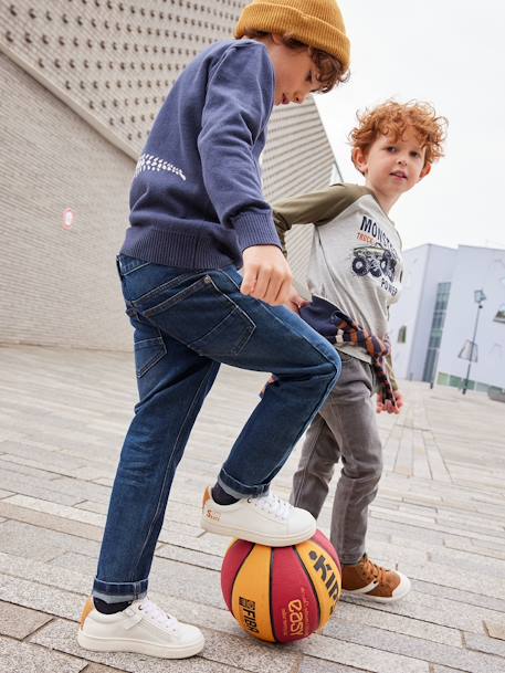 Jean garçon droit indestructible waterless DENIM BRUT+denim gris+STONE - vertbaudet enfant 