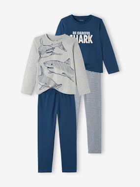 Boys-Pack of 2 Shark Pyjamas for Boys